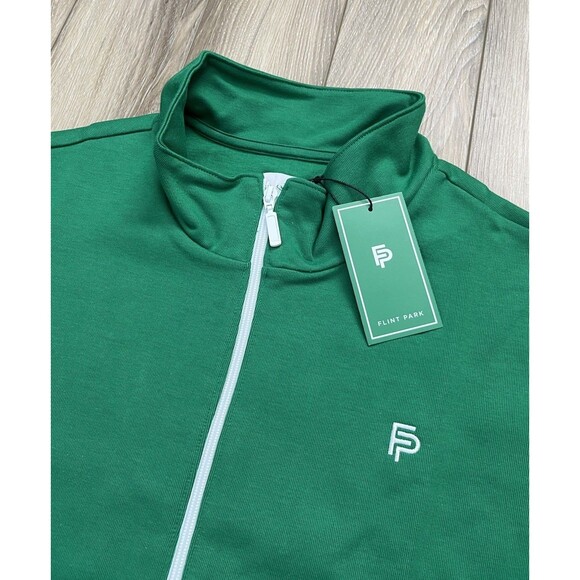 Flint Park Green Full Zip Athletic Golf/Tennis/Pickleball Sweatshirt Mens 2XL - Picture 3 of 9